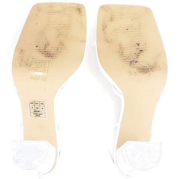 Simmi London White Clear Heels Lace Up Square Toe Sandals Faux Snake US 8 - Picture 7 of 7